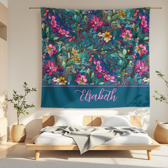 Elsabeth Colorful Art Nouveau Fleece Blanket (detail)