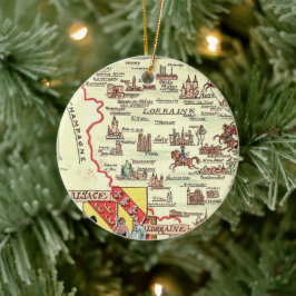 Elsass Lothringen Frankreich illustrierte Karte  Keramik Ornament