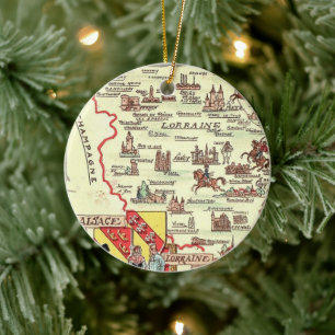 Elsass Lothringen Frankreich illustrierte Karte  Keramik Ornament