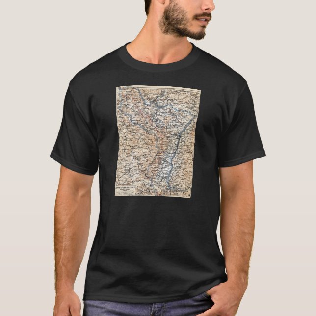 Elsass Lothringen Karte T-Shirt (Vorderseite)