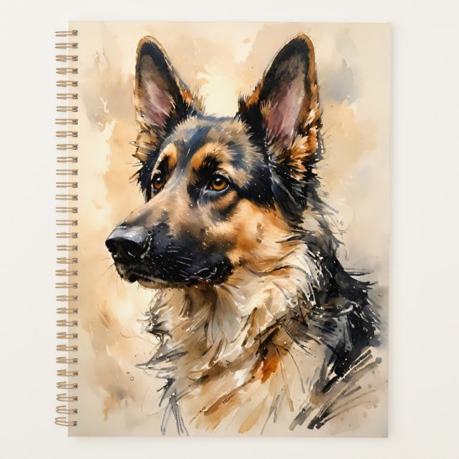 Elsässer Deutscher Schäferhund Kunst Design Planer (Vorderseite)