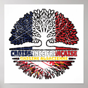 elsässische Flagge des französischen Tree Roots Poster