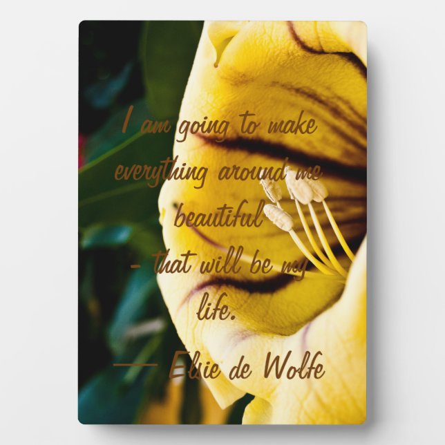Elsie de Wolfe Quote Plaque Fotoplatte (Vorderseite)