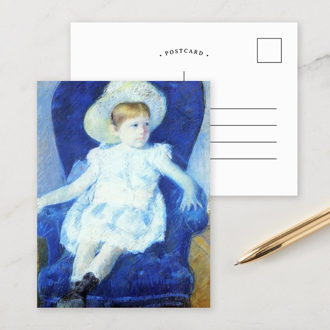 Elsie in einem blauen Stuhl | Mary Cassatt Postkarte (Von Creator hochgeladen)
