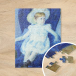 Elsie in einem blauen Stuhl | Mary Cassatt Puzzle<br><div class="desc">Elsie in einem blauen Stuhl (1880) von Mary Cassatt zeigt ein junges Mädchen sitzend in einem blauen Stuhl, mit der Signatur des Künstlers Impressionist Stil gefangen. Das Gemälde zeigt ein zartes Pinsel und eine weiche Farbpalette, die die Unschuld und den Charme der Kindheit unterstreicht. Elsie's entspannte Haltung und kontemplativer Ausdruck...</div>