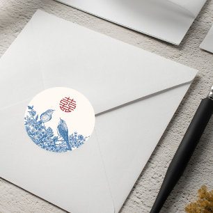 Elster-Doppel-Xi-Chinesischer-Hochzeitsumschlag-Ve Runder Aufkleber
