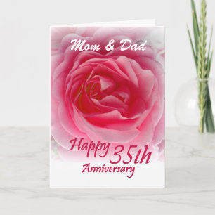 ELTERN - 35. Hochzeitstag mit Rosa Rose Karte