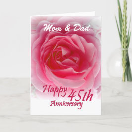 ELTERN - 45. Hochzeits-Jahrestag mit rosa Rose Karte