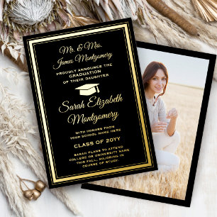 Eltern Black & Foil Foto Abschlussanzeige Folieneinladung