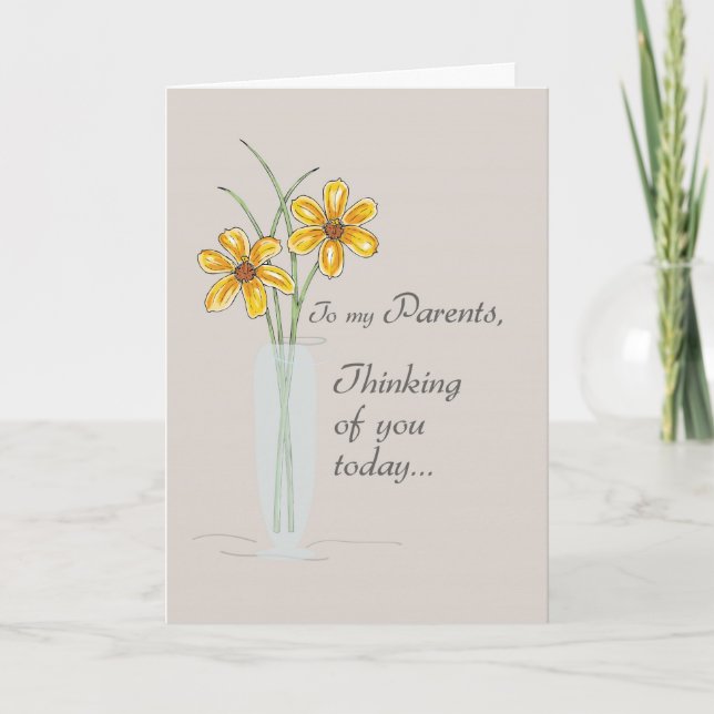 Eltern, denken Sie an zwei Blume Vase Karte (Vorderseite)