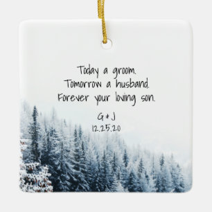 Eltern des Groomziers - Winterschnee Keramikornament