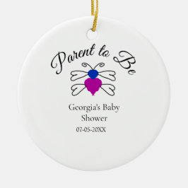 Eltern, die blauen rosa Baby Dusche Honigbiene Tex Keramik Ornament