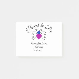 Eltern, die blauen rosa Baby Dusche Honigbiene Tex Post-it Klebezettel