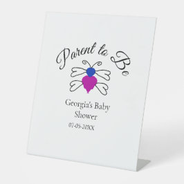 Eltern, die blauen rosa Baby Dusche Honigbiene Tex Sockelschild