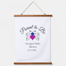 Eltern, die blauen rosa Baby Dusche Honigbiene Tex Wandteppich Mit Holzrahmen