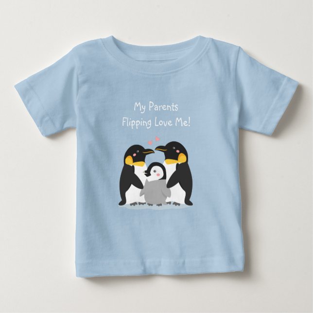 Eltern, die Liebe Me Pinguin Pun Umgedreht haben Baby T-shirt (Vorderseite)