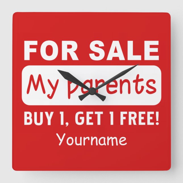 ELTERN FÜR DEN VERKAUF benutzerdefinierte Wanduhr (Vorderseite)