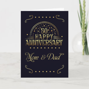 Eltern Golden Wedding Anniversary Golden Look Karte