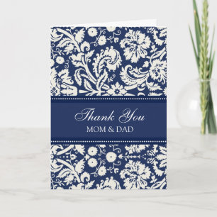 Eltern Hochzeitstag Dankeschön Korallenblau Damast Dankeskarte
