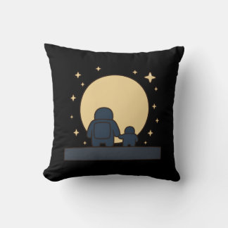 Eltern Kind Astronaut hält Händchen Vollmond  Kissen