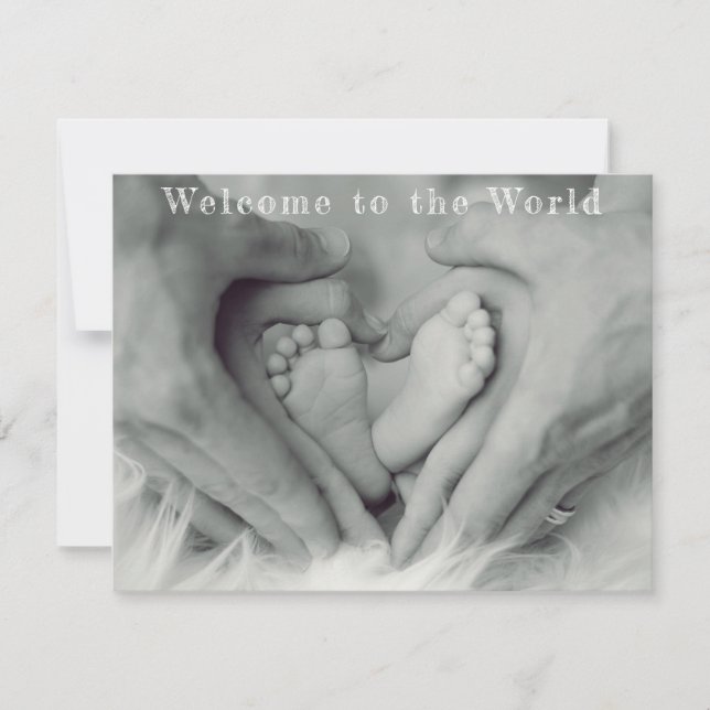 Eltern und Babyfütterung Willkommen auf der Welt Ankündigung (Vorderseite)