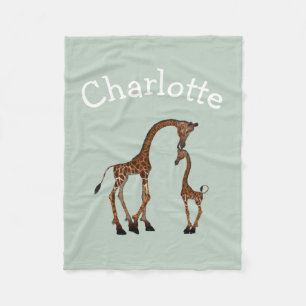 Eltern- und Babygiraffe Personalisiert Fleecedecke