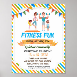 Eltern und Kinder Fitness Spaß Nacht Flyer Poster