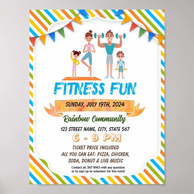 Eltern und Kinder Fitness Spaß Nacht Flyer Poster (Vorne)