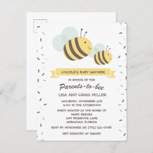 Eltern von Bee Bumblebee Couple's Baby Shower Invi Einladungspostkarte