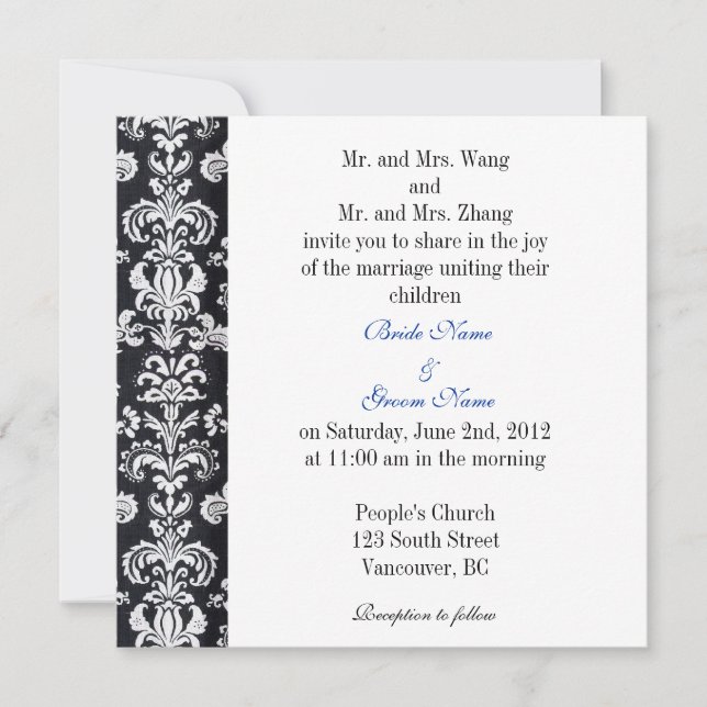 Eltern von Braut und Groom, Einladung zur Hochzeit (Vorderseite)