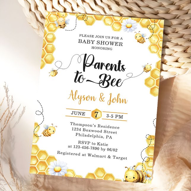 Eltern werden zur Biene Baby Shower Einladung (Von Creator hochgeladen)