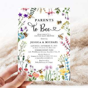 Eltern zu Bee Wildblume & BumbleBee Baby Shower Einladung