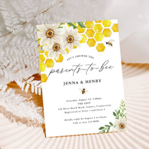 Eltern zu Bienen, Honey Bee & Daisies Baby Dusche Einladung