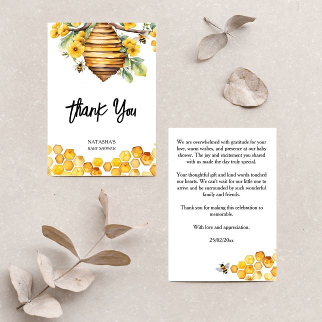 Eltern zu sein Frühlingsbiene Babydusche danke (Parents to bee spring bee baby shower thank you card yellow flowers bee hive honey bees thank you)