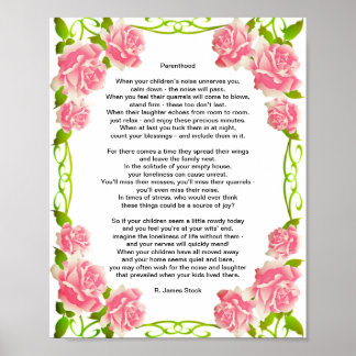 "Elternschaft" Gedicht zur elterlichen Beratung Poster