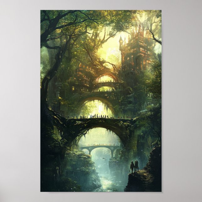 Elven Citadel Twilight - Epic Fantasy Castle Wine  Poster (Vorne)