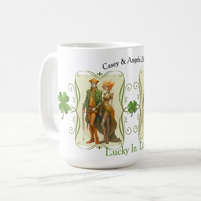 Elven Couple St. Patrick's Day Tasse (Vorderseite Links)