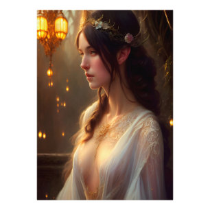 Elven Princess in White Lace Dress Fotodruck