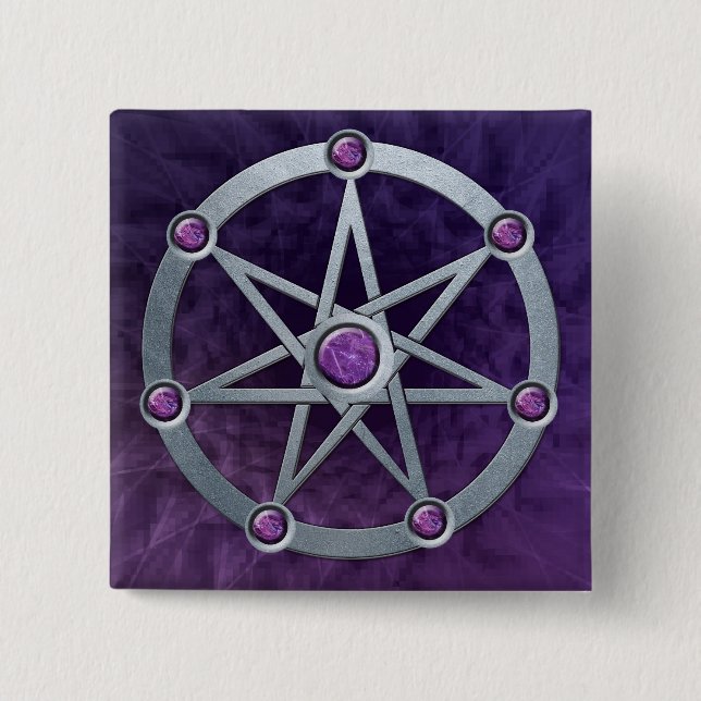 Elven Stern Silber geprägt mit Amethyst Button (Vorderseite)