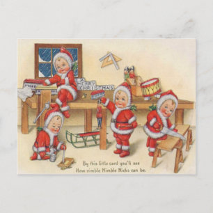 Elves Making Toys Postkarte