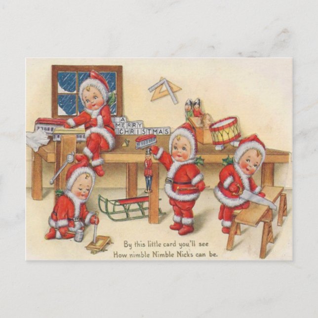Elves Making Toys Postkarte (Vorderseite)
