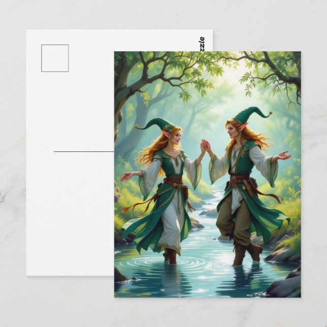 Elves Tancing Postkarte (Vorne/Hinten)
