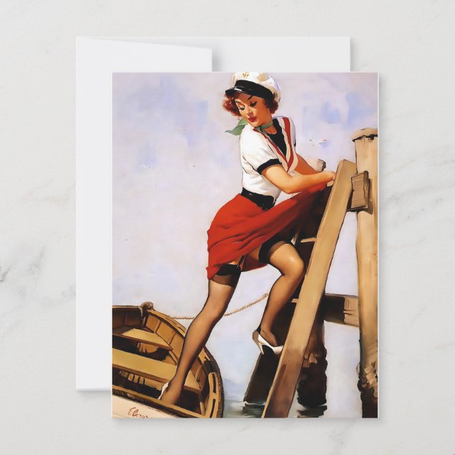 Elvgren klettert aus dem Boot Feiertagskarte (Vorderseite)