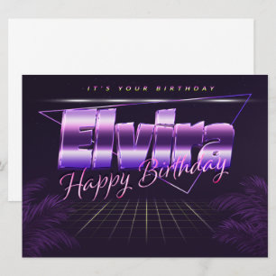 Elvira Name Vorname lila retro Karte Geburtstag