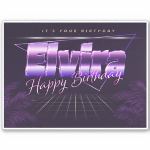 Elvira Name Vorname lila retro Sticker Geburtstag