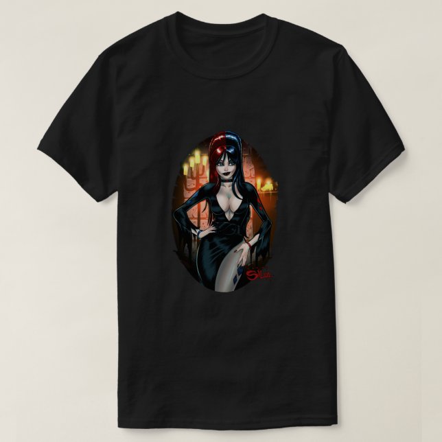 Elvira Quinn Ministerin von Mayhem! klassisch T-Shirt (Design vorne)