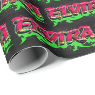 Elvira Vorname Name Graffiti red green Geschenkpapier