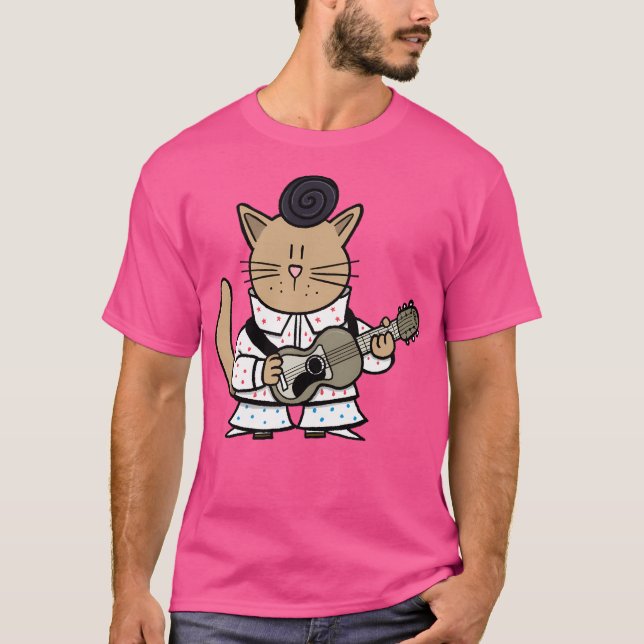 Elvis Cat - Rock'N'Roll Design T-Shirt (Vorderseite)