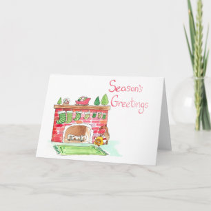 Elvis Guards, die Fireplace Grußkarte Feiertagskarte