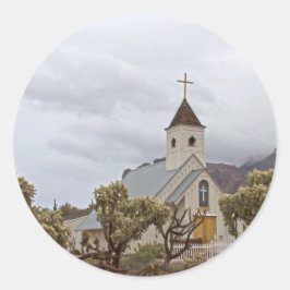 Elvis Kirche am Superstil Berge Runder Aufkleber